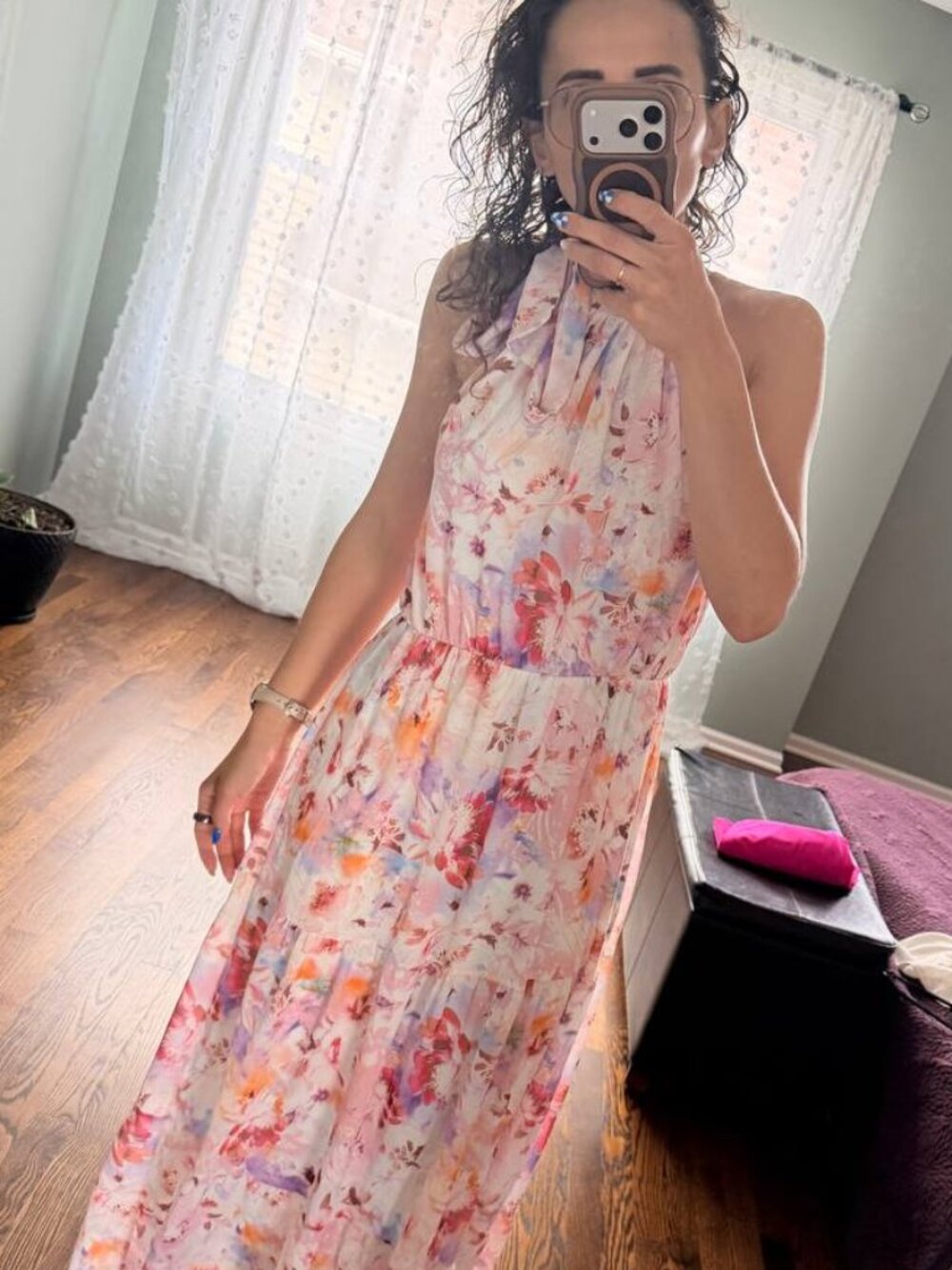 Claudia Collezioni Floral Halter Maxi Dress
